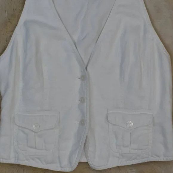 Michael Kors White Linen Vest Size Large - Picture 9 of 10